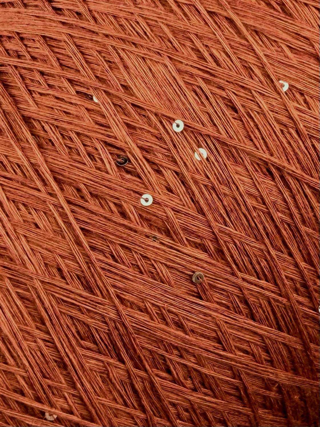 Art. Lino – Fil 100 % lin avec micro-paillettes col. Terre cuite rouille 480 m / 100 g